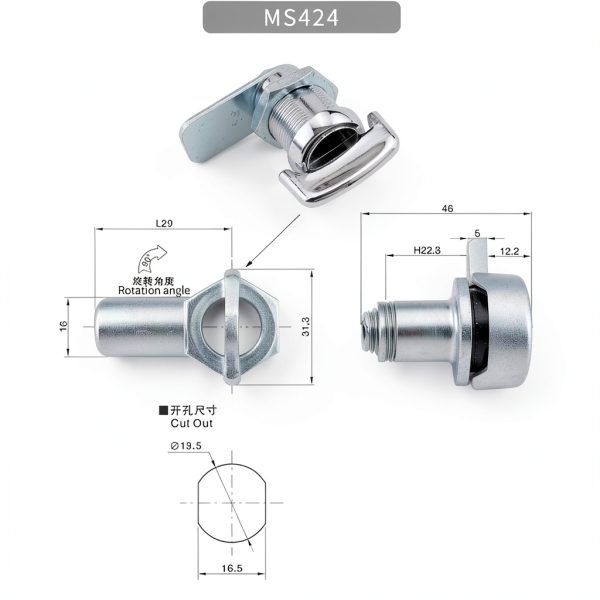 Tongue Mailbox Iron Cabinet Lock Ring - SIILTVOD Zinc Fire Lock-3